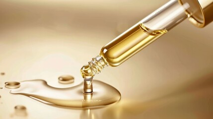 A Drop of Oil Pouring Out of a dropper Onto a White Surface