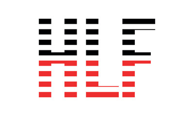 HLF three initial letter iconic line negative space minimal logo design vector template. monogram, abstract, wordmark, business, typography, minimalist, brand, company, flat, modern, unique, simple