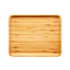 Top view Wooden plate isolated on white background