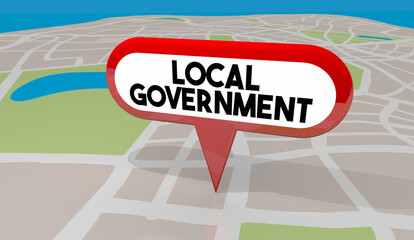 Local Government Map Pin Location Community Neighborhood City Township Village County Region 3d Illustration - obrazy, fototapety, plakaty