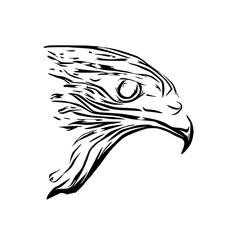 black and white sketch of an eagle's head with a transparent background for elements for making logos and symbols