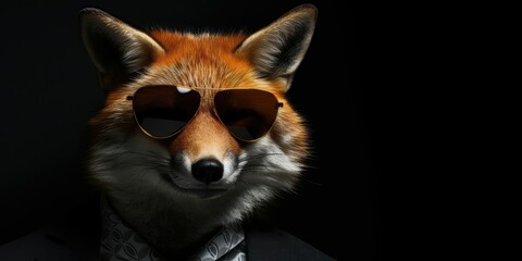 Fototapeta premium Fashionable fox in sunglasses and suit.