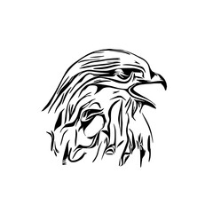 black and white sketch of an eagle's head with a transparent background for elements for making logos and symbols