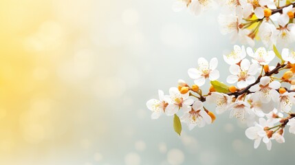 Blossoming apricot tree branches with copy space