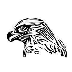 black and white sketch of an eagle's head with a transparent background for elements for making logos and symbols