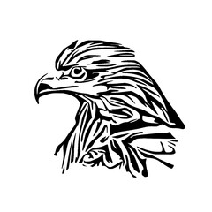 black and white sketch of an eagle's head with a transparent background for elements for making logos and symbols