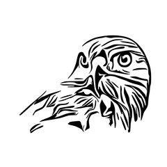 black and white sketch of an eagle's head with a transparent background for elements for making logos and symbols