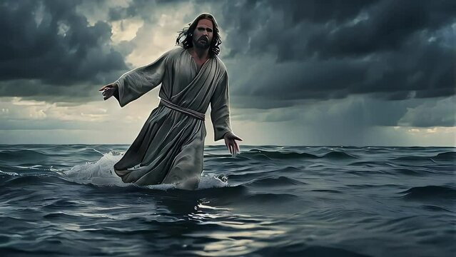 Miraculous Waters: Jesus Walking on the Serene Surface