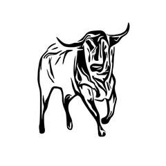 black and white sketch of a bull with a transparent background for elements for making logos and symbols