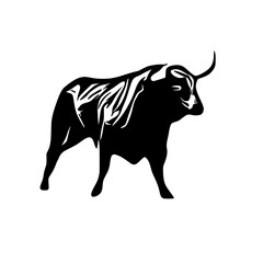 black and white sketch of a bull with a transparent background for elements for making logos and symbols