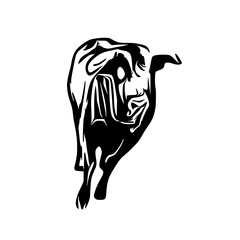 black and white sketch of a bull with a transparent background for elements for making logos and symbols