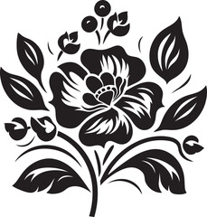 Darkened Floral Elegance V Artistic Floral Vector EleganceEnigmatic Floral Expressions V Intricate Black Floral Expressions