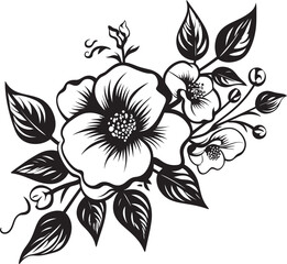 Ebony Floral Enchantment Illuminated IV Black Vector Floral EnchantmentDarkened Floral Portraiture Illuminated IV Detailed Floral Vector Portraiture