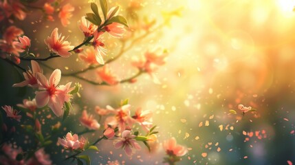 A beautiful spring flowers background, warm light