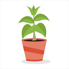 Flower in a pot. Icon in cartoon style. Vector illustration.