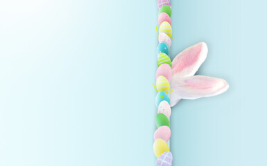Cute Easter bunny on blue background