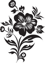 Noir Blossom Ballad I Elegant Vector Blossom BalladShadowed Floral Arrangements I Black and White Floral Arrangements