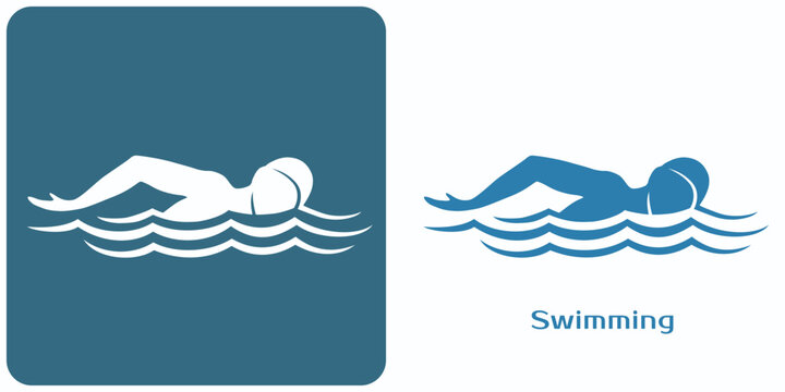 Swimming emblem. Icons of the swimmer athlete.