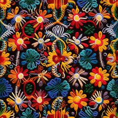 Mexican traditional pattern ethnic embroidery background