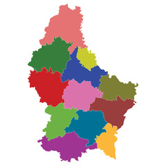 Luxembourg map. Map of Luxembourg in administrative provinces in multicolor