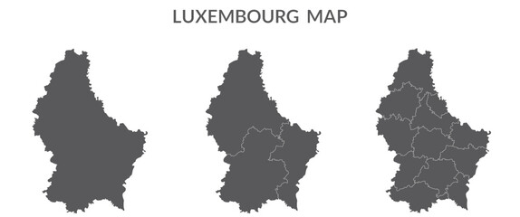 Luxembourg map. Map of Luxembourg in grey set