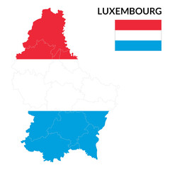 Luxembourg map. Map of Luxembourg with Luxembourg flag