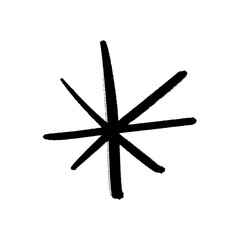 Brush minimal grunge snowflake or star sparkle isolated on white background vector art