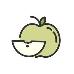 Apple with leaf icon, vector illustration