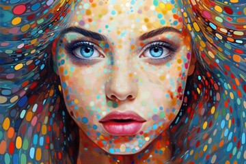 portrait of a woman with painted face - teenage pretty girl