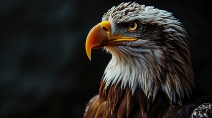 Obraz premium eagle, large bird of prey on a black background, art, fantasy, unusual bright predator