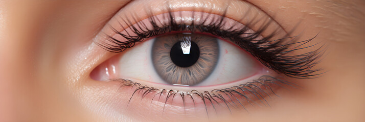 Close-Up Image of Natural Looking Eyelash Extensions on Almond-Shaped Eyes - obrazy, fototapety, plakaty