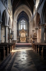 Fototapeta premium The view of the interior of the hall of the Durham Cathedral