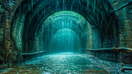 Scary Haunted Tunnel With Rain. The Enigmatic Allure of Abandoned Aqueducts