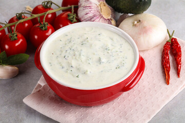 Traditional delicious appetizer; greek tzatziki (Turkish name; cacik)