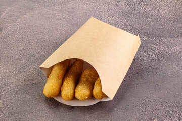 Breaded cheese sticks snack appetizer