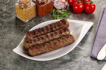 Grilled beef kebab minced meat