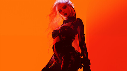 Cyber Punk Female, neonpunk, neoncore, lightcore, synthwave	