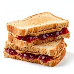 delicious peanut butter and jam sandwich isolated on white 