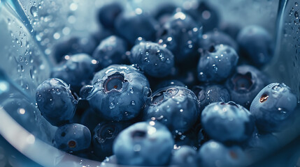  blueberries sitting at the bottom of the blender in - obrazy, fototapety, plakaty