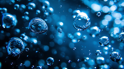  bubbles in water in blue and black in