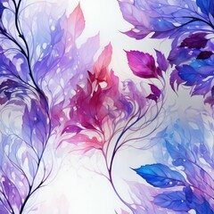 Fototapeta na wymiar Seamless abstract beautiful purple and blue leaves pattern background