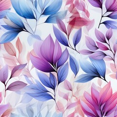 Seamless abstract beautiful purple and blue leaves pattern background
