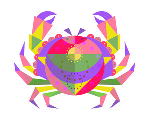 Crab illustration, polygonal bright vector - 719414539