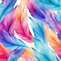 Seamless abstract beautiful decorative feathers purple and blue pattern background