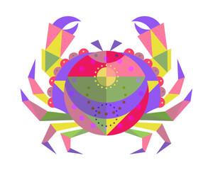 Crab illustration, polygonal bright vector - 719414577
