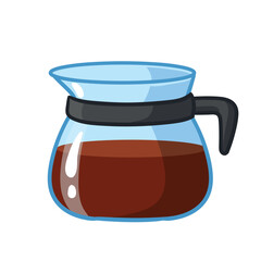 Glass pot with coffee. Vector illustration with Coffee kettle. - 719417502