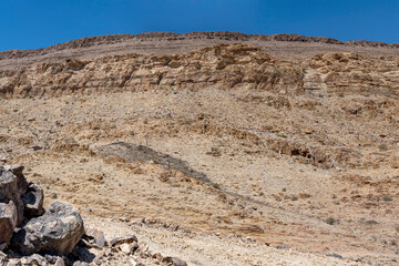 steep slope with layers of conglomerate,  in desert near Hobas,  Namibia