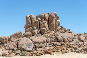 Dolerite big boulder butte in desert, near Hobas,  Namibia