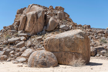 Dolerite boulder butte in desert, near Hobas,  Namibia