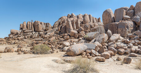 Dolerite big  boulders butte in desert, near Hobas,  Namibia